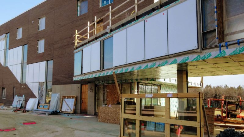 Exterior of building enclosure during construction